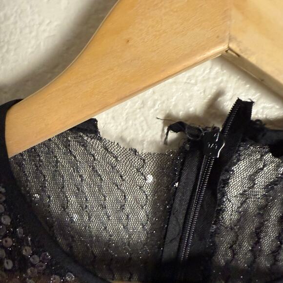 Rachel Roy Charcoal Silver Sequined Long Sleeve Cocktail Party Midi Dress Sz XS - Picture 7 of 14